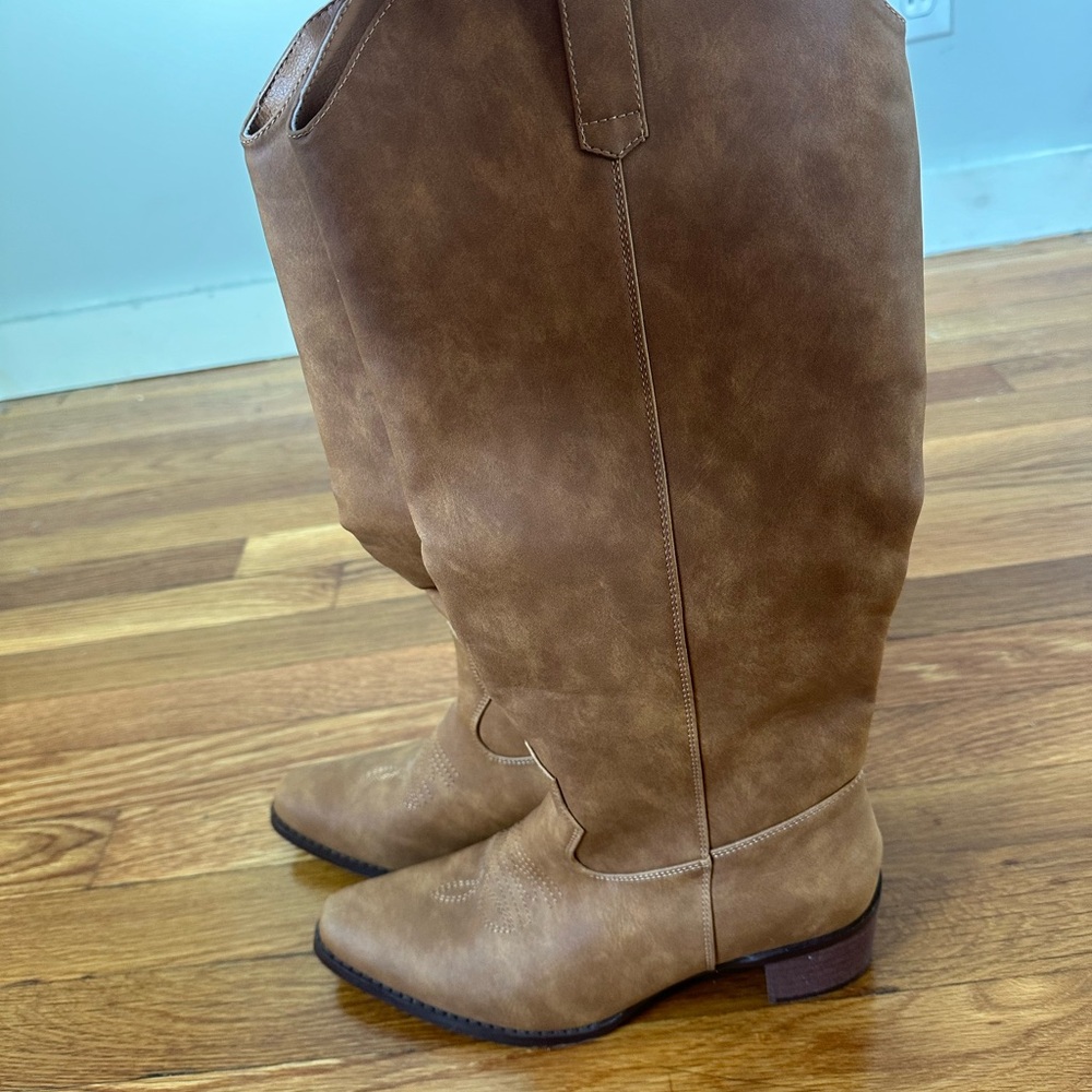 Brown Leather Knee-High Boots
